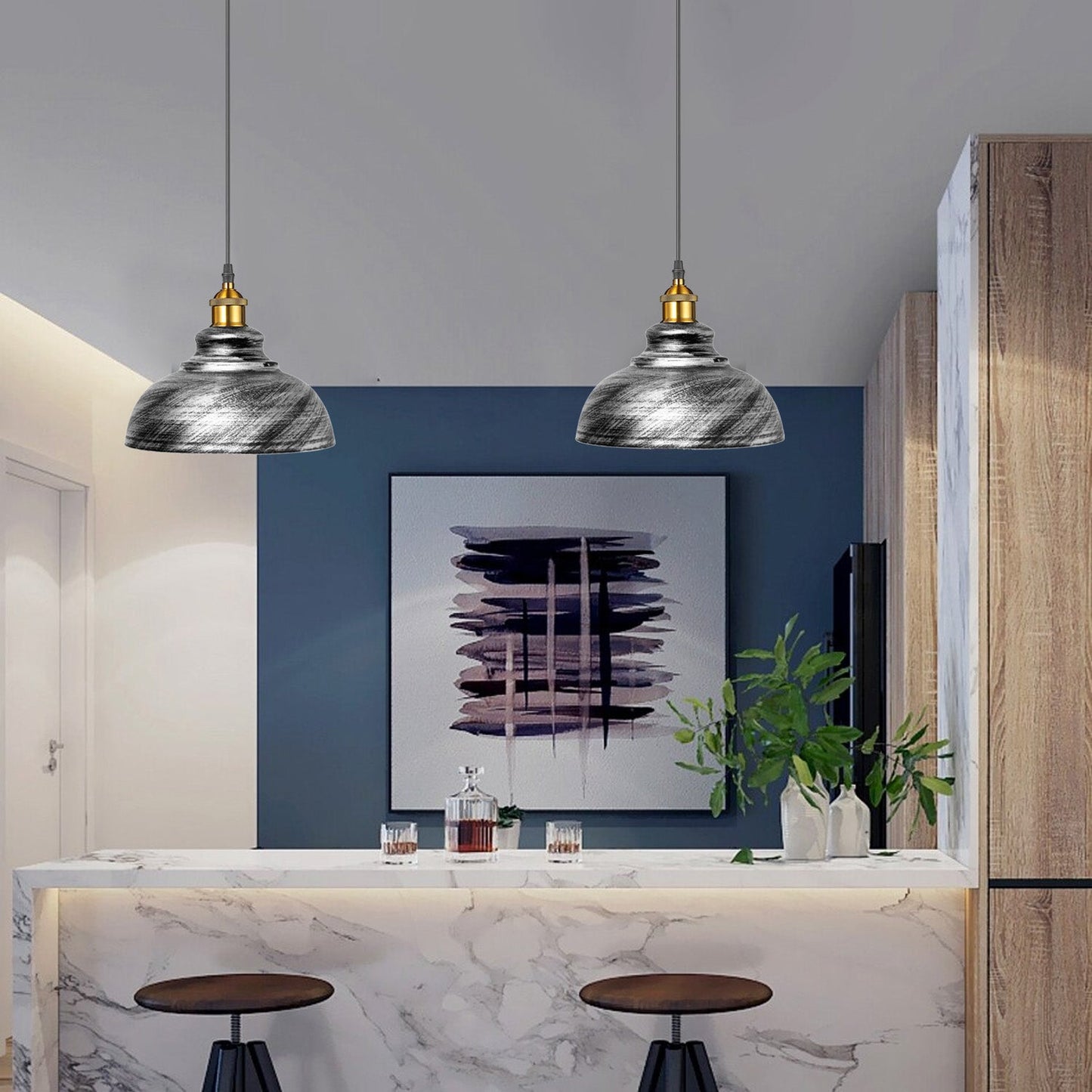 2 Pack Vintage Industrial Pendant Lights - Retro Loft Style~3569-1